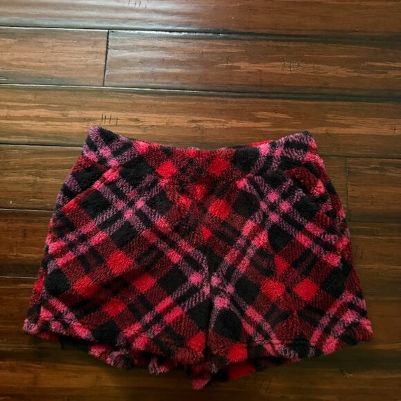 Maurices Shorts size L High Rise Sherpa Plaid Pajama Casual - Picture 6 of 8